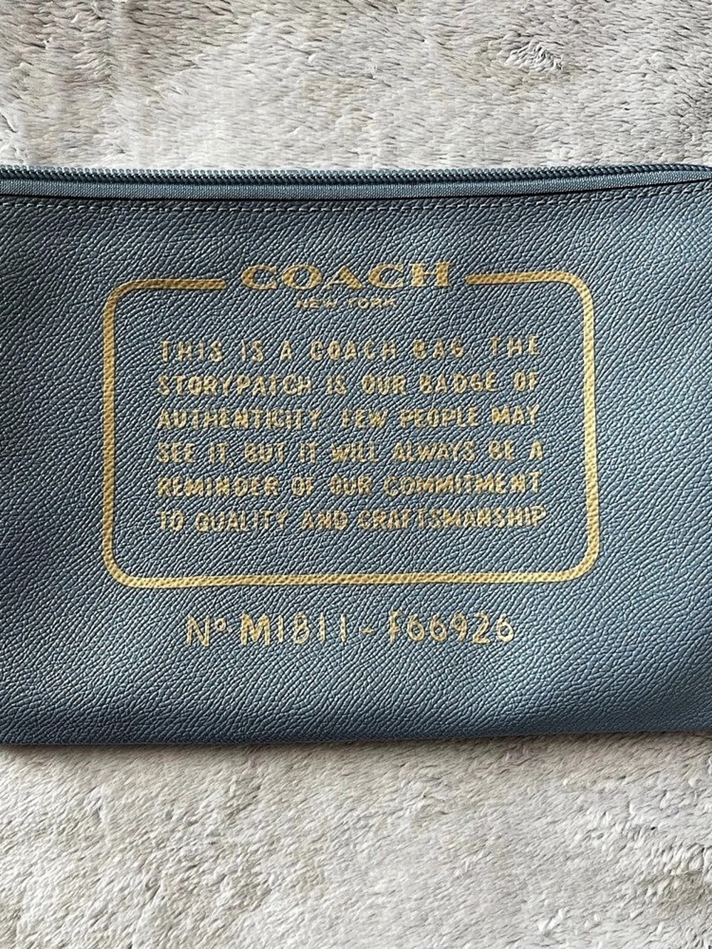 Coach Storypatch Leather Pouch Blue Cosmetic Pouch